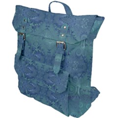 Teal Spirals And Swirls Buckle Up Backpack by SpinnyChairDesigns