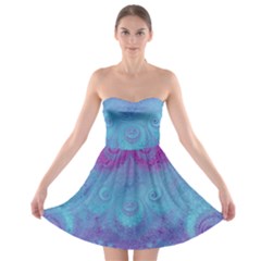 Purple Blue Swirls And Spirals Strapless Bra Top Dress by SpinnyChairDesigns