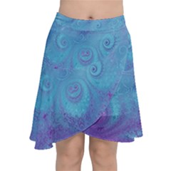 Purple Blue Swirls And Spirals Chiffon Wrap Front Skirt by SpinnyChairDesigns