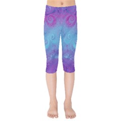 Purple Blue Swirls And Spirals Kids  Capri Leggings  by SpinnyChairDesigns