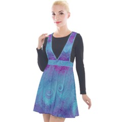 Purple Blue Swirls And Spirals Plunge Pinafore Velour Dress by SpinnyChairDesigns