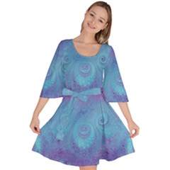 Purple Blue Swirls And Spirals Velour Kimono Dress by SpinnyChairDesigns