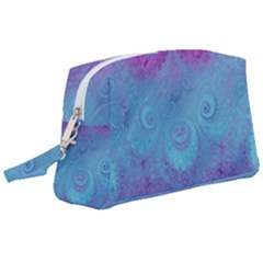 Purple Blue Swirls And Spirals Wristlet Pouch Bag (large) by SpinnyChairDesigns
