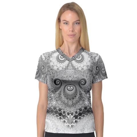 Black And White Spirals V-neck Sport Mesh Tee by SpinnyChairDesigns