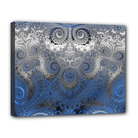 Blue Swirls and Spirals Canvas 14  x 11  (Stretched)