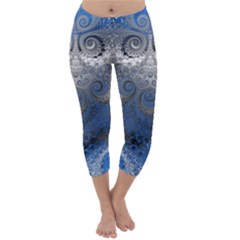 Blue Swirls and Spirals Capri Winter Leggings 