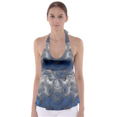 Blue Swirls and Spirals Babydoll Tankini Top