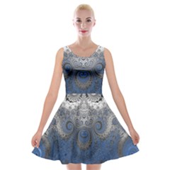 Blue Swirls and Spirals Velvet Skater Dress