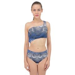 Blue Swirls and Spirals Spliced Up Two Piece Swimsuit