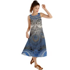Blue Swirls and Spirals Summer Maxi Dress