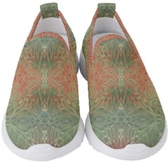 Peach Green Texture Kids  Slip On Sneakers by SpinnyChairDesigns