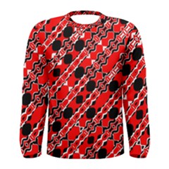 Abstract Red Black Checkered Men s Long Sleeve Tee by SpinnyChairDesigns