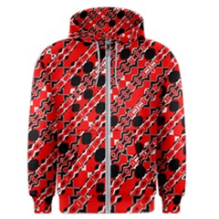 Abstract Red Black Checkered Men s Zipper Hoodie by SpinnyChairDesigns