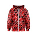 Abstract Red Black Checkered Kids  Zipper Hoodie View1