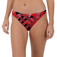 Abstract Red Black Checkered Band Bikini Bottom by SpinnyChairDesigns