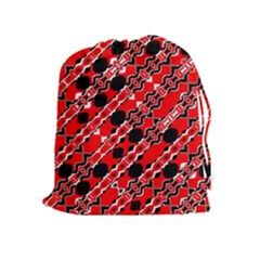 Abstract Red Black Checkered Drawstring Pouch (xl)