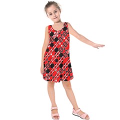 Abstract Red Black Checkered Kids  Sleeveless Dress by SpinnyChairDesigns