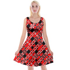 Abstract Red Black Checkered Reversible Velvet Sleeveless Dress by SpinnyChairDesigns