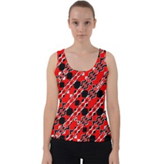 Abstract Red Black Checkered Velvet Tank Top by SpinnyChairDesigns