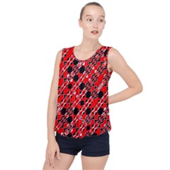 Abstract Red Black Checkered Bubble Hem Chiffon Tank Top by SpinnyChairDesigns