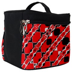 Abstract Red Black Checkered Make Up Travel Bag (big) by SpinnyChairDesigns