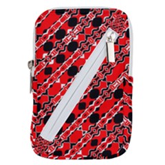 Abstract Red Black Checkered Belt Pouch Bag (small) by SpinnyChairDesigns