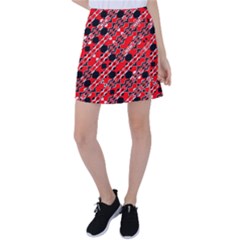Abstract Red Black Checkered Tennis Skirt by SpinnyChairDesigns