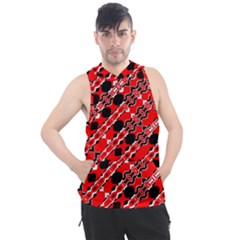 Abstract Red Black Checkered Men s Sleeveless Hoodie by SpinnyChairDesigns