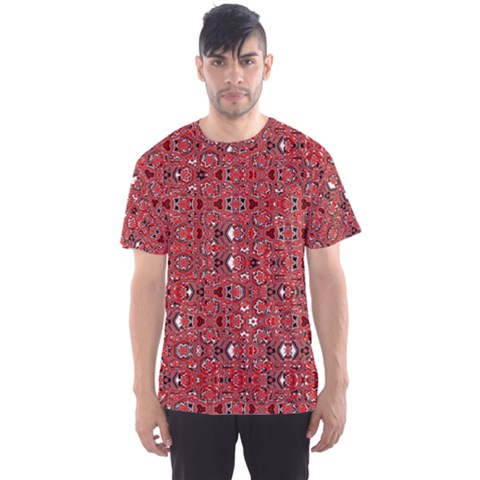 Abstract Red Black Checkered Men s Sport Mesh Tee by SpinnyChairDesigns