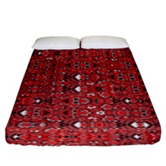 Abstract Red Black Checkered Fitted Sheet (king Size) by SpinnyChairDesigns