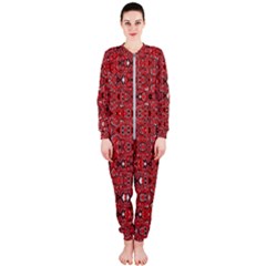 Abstract Red Black Checkered Onepiece Jumpsuit (ladies)  by SpinnyChairDesigns