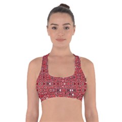 Abstract Red Black Checkered Cross Back Sports Bra by SpinnyChairDesigns