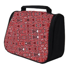 Abstract Red Black Checkered Full Print Travel Pouch (small) by SpinnyChairDesigns
