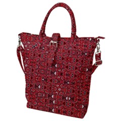 Abstract Red Black Checkered Buckle Top Tote Bag by SpinnyChairDesigns