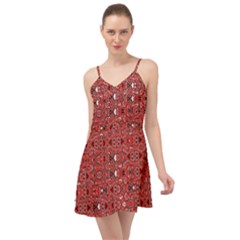 Abstract Red Black Checkered Summer Time Chiffon Dress by SpinnyChairDesigns