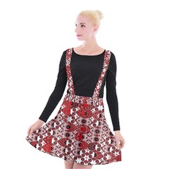 Red Black Checkered Suspender Skater Skirt by SpinnyChairDesigns
