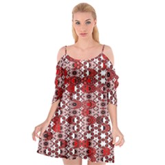 Red Black Checkered Cutout Spaghetti Strap Chiffon Dress by SpinnyChairDesigns