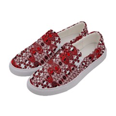 Red Black Checkered Women s Canvas Slip Ons by SpinnyChairDesigns