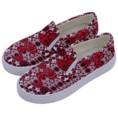 Red Black Checkered Kids  Canvas Slip Ons by SpinnyChairDesigns