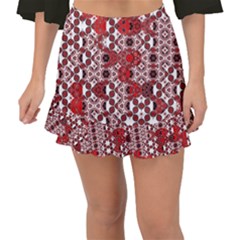 Red Black Checkered Fishtail Mini Chiffon Skirt by SpinnyChairDesigns