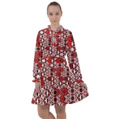 Red Black Checkered All Frills Chiffon Dress