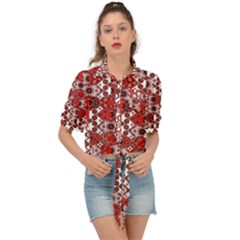 Red Black Checkered Tie Front Shirt  by SpinnyChairDesigns