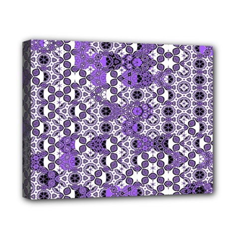 Purple Black Checkered Canvas 10  X 8  (stretched) by SpinnyChairDesigns