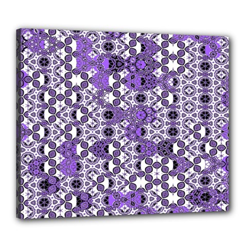 Purple Black Checkered Canvas 24  X 20  (stretched) by SpinnyChairDesigns