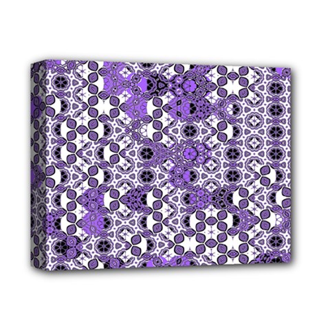 Purple Black Checkered Deluxe Canvas 14  X 11  (stretched) by SpinnyChairDesigns