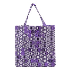 Purple Black Checkered Grocery Tote Bag by SpinnyChairDesigns