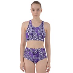 Purple Black Checkered Racer Back Bikini Set by SpinnyChairDesigns