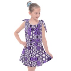 Purple Black Checkered Kids  Tie Up Tunic Dress by SpinnyChairDesigns