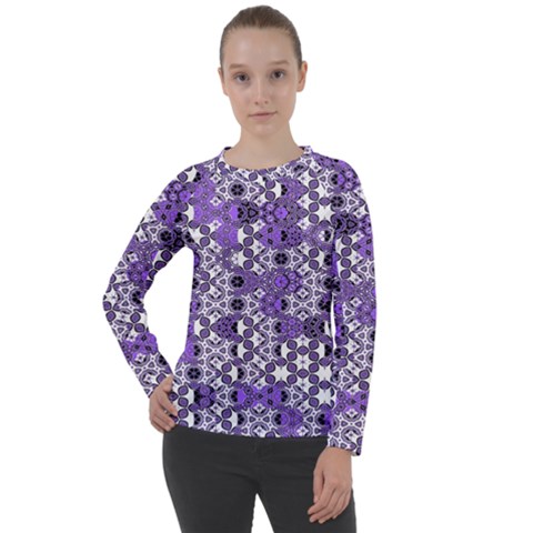 Purple Black Checkered Women s Long Sleeve Raglan Tee by SpinnyChairDesigns