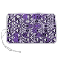 Purple Black Checkered Pen Storage Case (m) by SpinnyChairDesigns